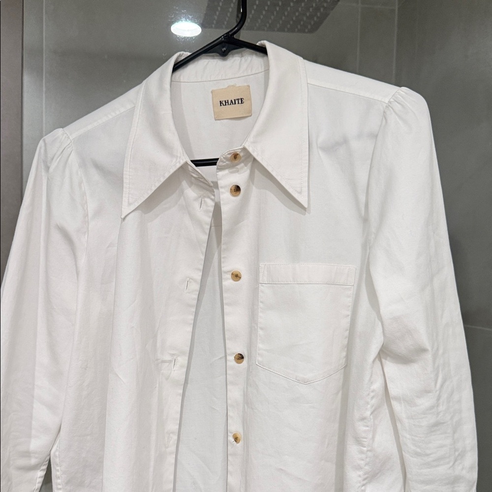 KHAITE Crisp White Cotton Button-Down Shirt